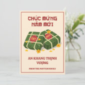 Cream & Red Vietnamese Tet 2026 Banh Chung シーズンカード (スタンド正面)
