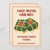 Cream & Red Vietnamese Tet 2026 Banh Chung シーズンカード (正面/裏面)