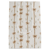 Cream Rope Bows Birthday ミディアムペーパーバッグ (裏面)