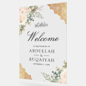 Cream Roses Gold Lace Muslim Wedding Welcome アクリルサイン (傾斜)