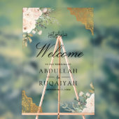 Cream Roses Gold Lace Muslim Wedding Welcome アクリルサイン (ニュートラル)