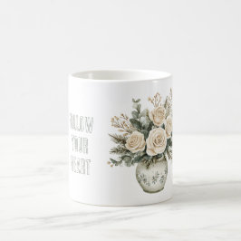 Cream Roses in Vase Floral コーヒーマグカップ
