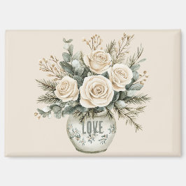 Cream Roses in Vase Floral マグネット