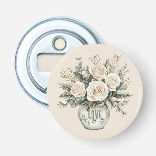 Cream Roses in Vase Floral 栓抜き (正面)