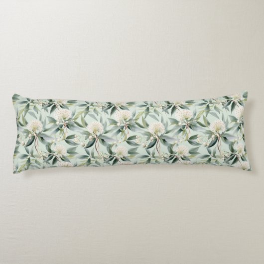 Cream Sage Floral Eucalyptus Print Cushion ボディピロー (裏面)