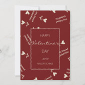 Cream Script Hearts on Burgundy– Valentine pattern シーズンカード (正面)
