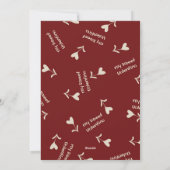 Cream Script Hearts on Burgundy– Valentine pattern シーズンカード (裏面)