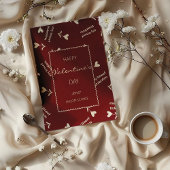 Cream Script Hearts on Burgundy– Valentine pattern シーズンカード