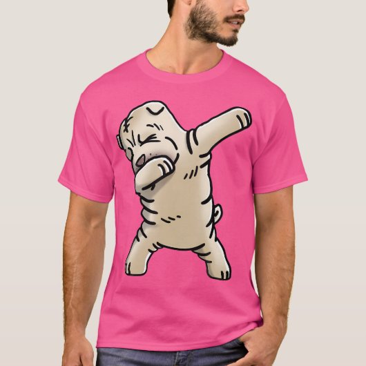 Cream Shar Pei Dabbing Funny Dog Dab Dance Tシャツ (正面)