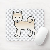Cream Shiba Inu Cartoon Dog & Paws マウスパッド (マウス)