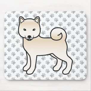 Cream Shiba Inu Cartoon Dog & Paws マウスパッド