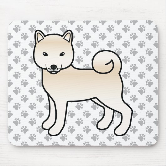 Cream Shiba Inu Cartoon Dog & Paws マウスパッド (正面)