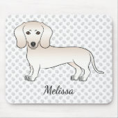 Cream Smooth Coat Dachshund Cartoon Dog With Name マウスパッド (正面)
