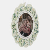 Cream Snowberry+Eucalyptus Holiday Wreath Photo オーナメントカード (右)