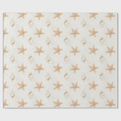 Cream Starfish Shells Beach Wedding ラッピングペーパー (フラット)