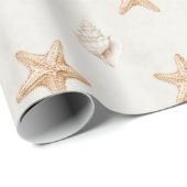 Cream Starfish Shells Beach Wedding ラッピングペーパー (ロールコーナー)