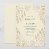 Cream Stately Spring Wedding 招待状 (正面/裏面)