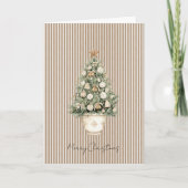 Cream Stripes Christmas Tree Star Ornaments カード (正面)