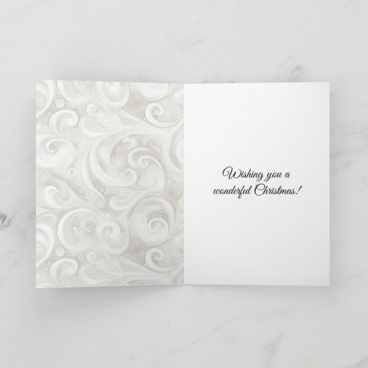 Cream Swirls Christmas Tree Ladder with Blanket カード (内部)