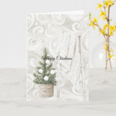 Cream Swirls Christmas Tree Ladder with Blanket カード (黄色い花)