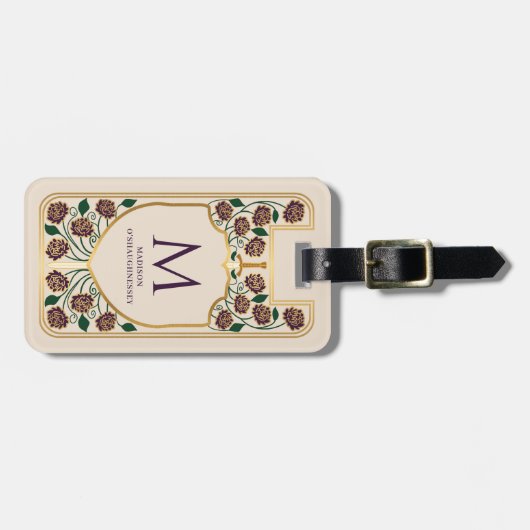 Cream Sword Shield Medieval Fantasy Monogram ラゲッジタグ (正面横)