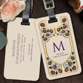 Cream Sword Shield Medieval Fantasy Monogram ラゲッジタグ