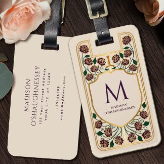 Cream Sword Shield Medieval Fantasy Monogram ラゲッジタグ