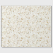 Cream Tan Leaves Birthday ラッピングペーパー (フラット)