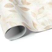 Cream Tan Leaves Birthday ラッピングペーパー (ロールコーナー)