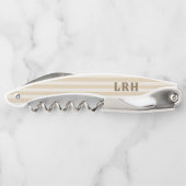 Cream Tan Stripe Vintage Tiny Initials Monogram ソムリエナイフ (裏面)