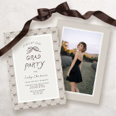 Cream Taupe Coquette Bow Grad Party 招待状