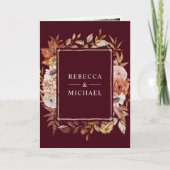 Cream Terracotta Floral QR Code Burgundy Wedding 招待状 (正面)