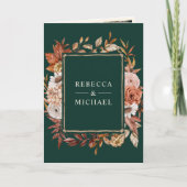 Cream Terracotta Floral QR Code Emerald Wedding 招待状 (正面)