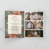 Cream Terracotta Floral QR Code Sage Green Wedding 招待状 (内部)