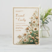 Cream Textured Gold Astrantia Wedding 招待状 (スタンド正面)