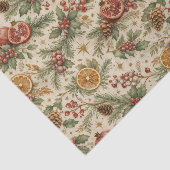 Cream Vintage Botanical Christmas Citrus Pattern 薄葉紙 (詳細)
