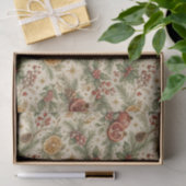 Cream Vintage Botanical Christmas Citrus Pattern 薄葉紙 (ギフト)