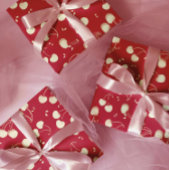 Cream Watercolor Cherries on Red – Valentine ラッピングペーパーシート