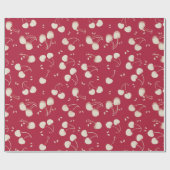 Cream Watercolor Cherries on Red – Valentine  ラッピングペーパー (フラット)