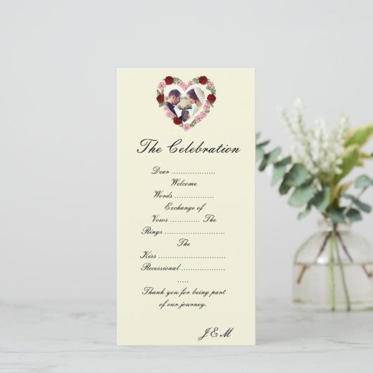 Cream wedding program - Floral Heart (スタンド正面)