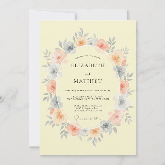 Cream Whimsical Spring Wedding 招待状 (正面)