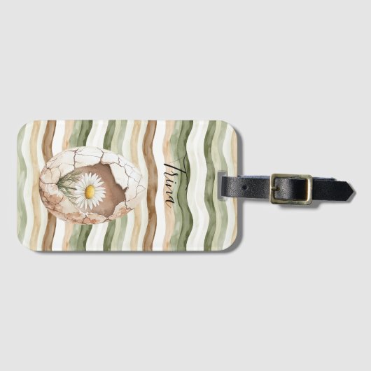 Cream White Daisy Flowers ラゲッジタグ (正面横)