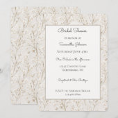 Cream White Floral Bridal Shower 招待状 (正面/裏面)