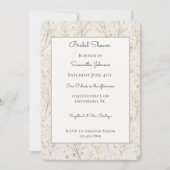Cream White Floral Bridal Shower 招待状 (正面)