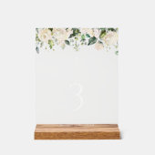 Cream White Flowers, Boho, Baptism Table Numbers アクリルサイン (正面)