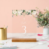 Cream White Flowers, Boho, Baptism Table Numbers アクリルサイン (ウェディング)