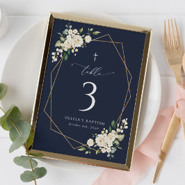 Cream White Flowers, Boho, Baptism Table Numbers テーブルナンバー