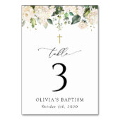 Cream White Flowers, Boho, Baptism Table Numbers テーブルナンバー (正面)