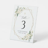 Cream White Flowers, Boho, Baptism Table Numbers 台座サイン (正面)