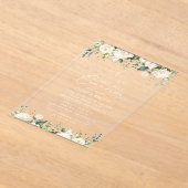 Cream White Flowers, Boho, First Holy Communion アクリル招待状 (レイダウン)